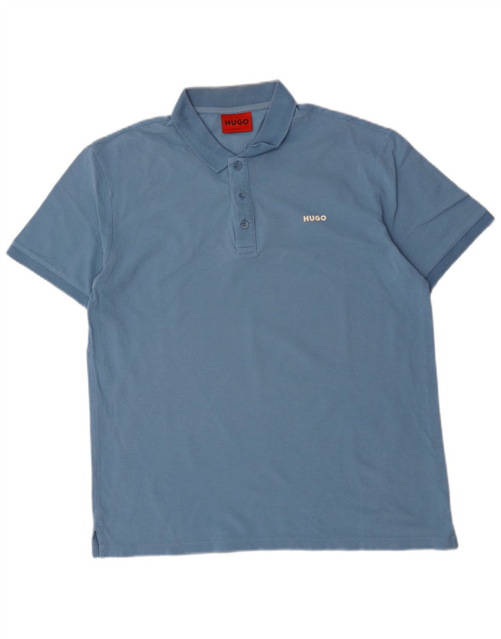 Hugo Boss Herren-Poloshirt aus mittelblauer Baumwolle