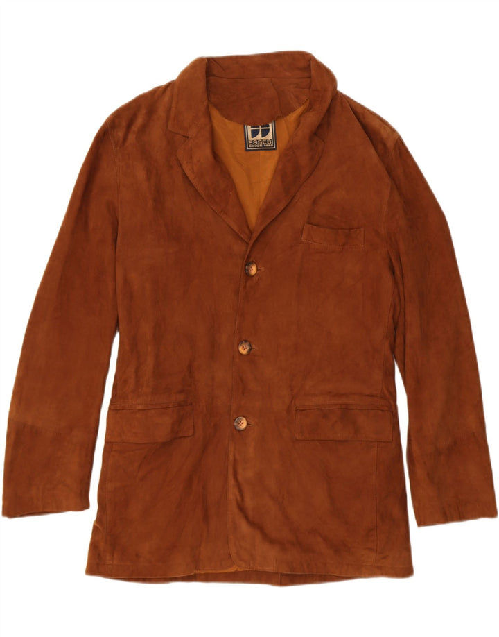 ESSEBI Mens Suede Jacket UK 36 Small Brown Leather Vintage Essebi and Second-Hand Essebi from Messina Hembry 
