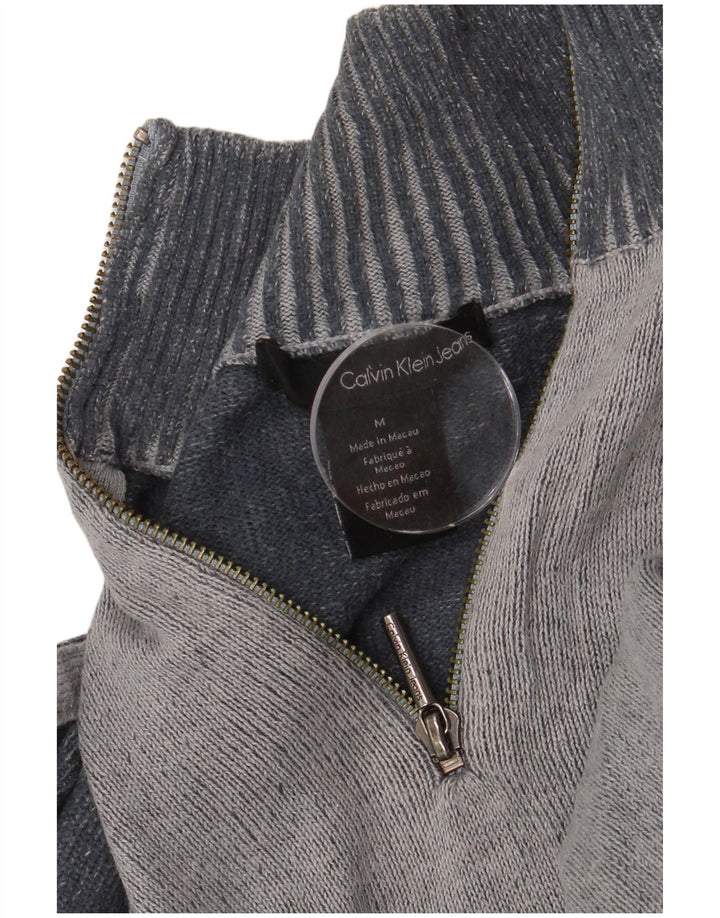 Calvin Klein Jeans Herren-Pullover mit Reißverschluss am Hals, Mittelgrau, Farbblock