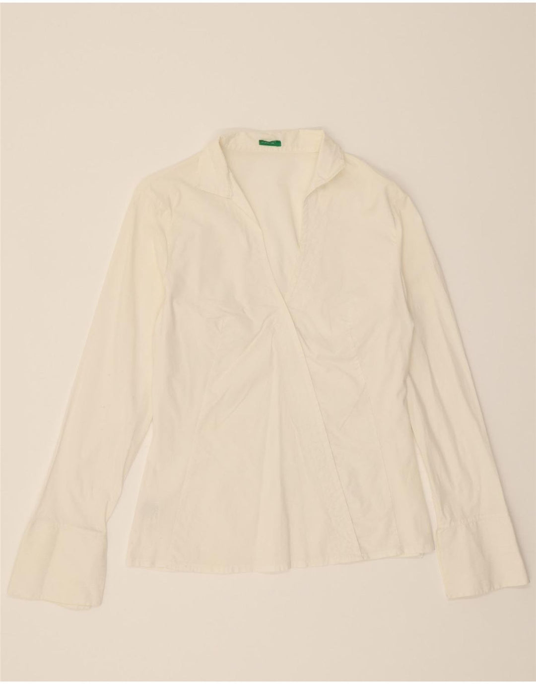 BENETTON Damen Hemdbluse UK 12 Mittelweiße Baumwolle