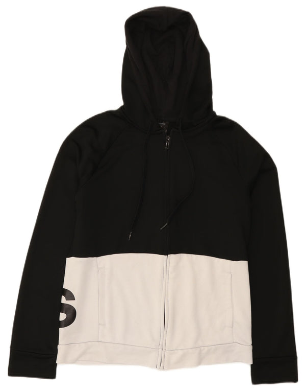 Adidas Damen Graphic Zip Hoodie Pullover UK 16/18 Large Schwarz Colourblock