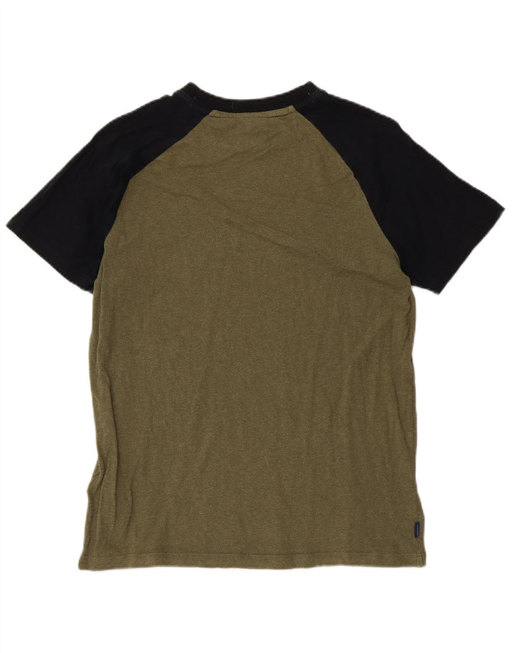 Superdry Herren-T-Shirt-Oberteil, klein, Khaki, Colourblock-Baumwolle