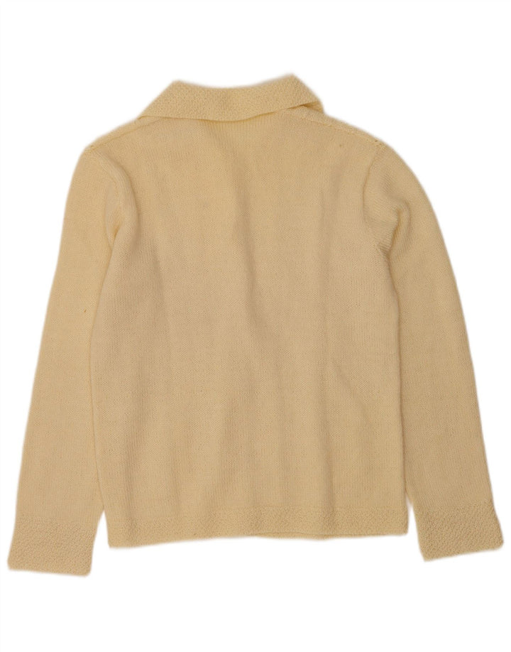 Vintage Damen Cardigan Pullover UK 12 Medium Beige