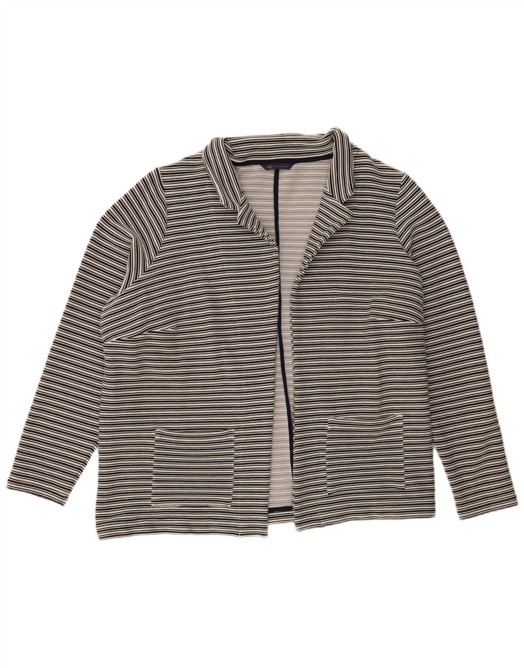 Marks & Spencer Offene Damen-Blazerjacke UK 24 4XL Marineblau gestreift