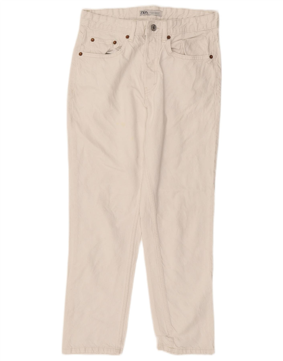 Zara Herren Straight Jeans EU 38 Small W30 L26 Weiße Baumwolle