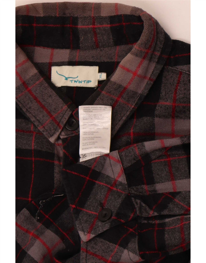 Vintage Herren Flanellhemd XL Schwarz Karo Baumwolle