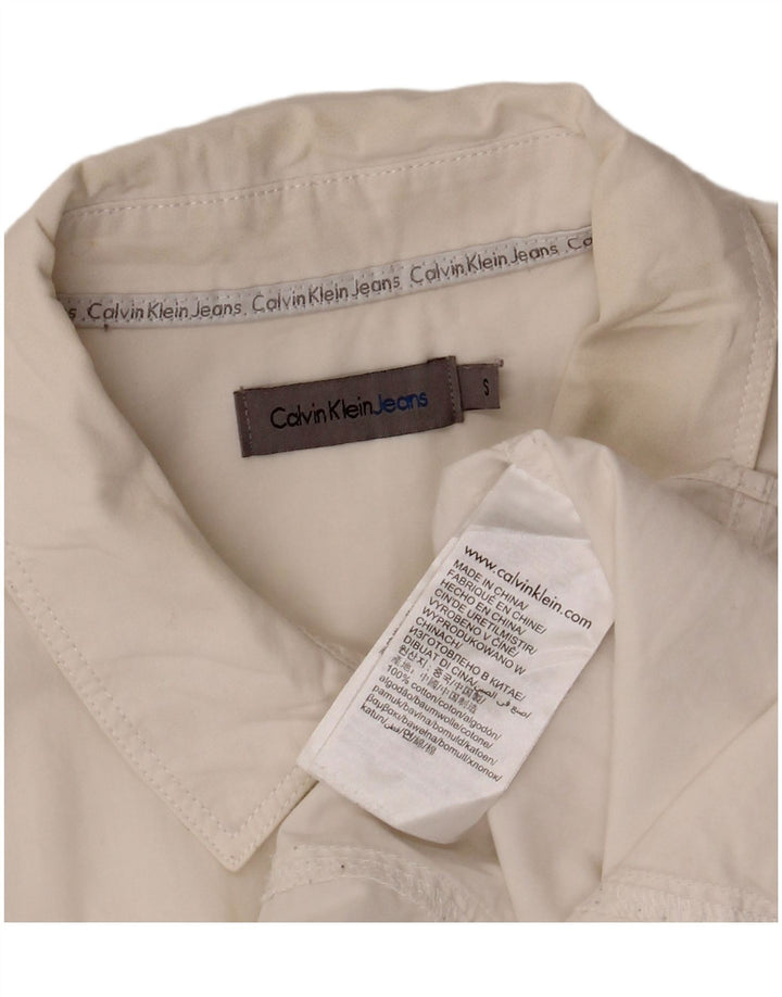 CALVIN KLEIN JEANS Damen-Oversize-Hemd UK 10 Small Weiße Baumwolle