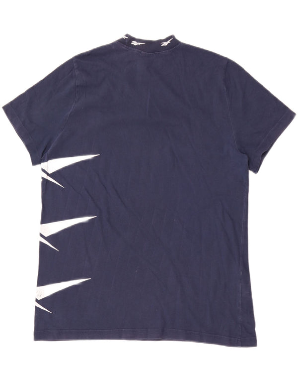 Reebok Damen Graphic T-Shirt Top UK 16 Large Marineblau Baumwolle