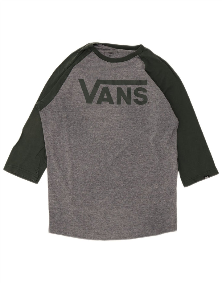 Vans Custom Fit Grafik-Oberteil für Herren, 3/4-Ärmel, Größe S, Grau, Colourblock-Baumwolle