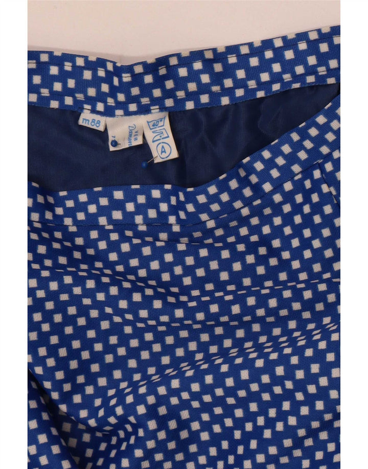 Vintage Damen Maxirock W28 Mittelblau Geometrisch