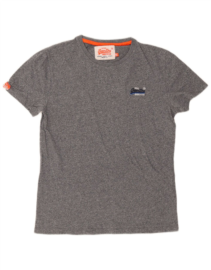 Superdry T-Shirt-Oberteil für Herren, Größe S, grau gefleckte Baumwolle