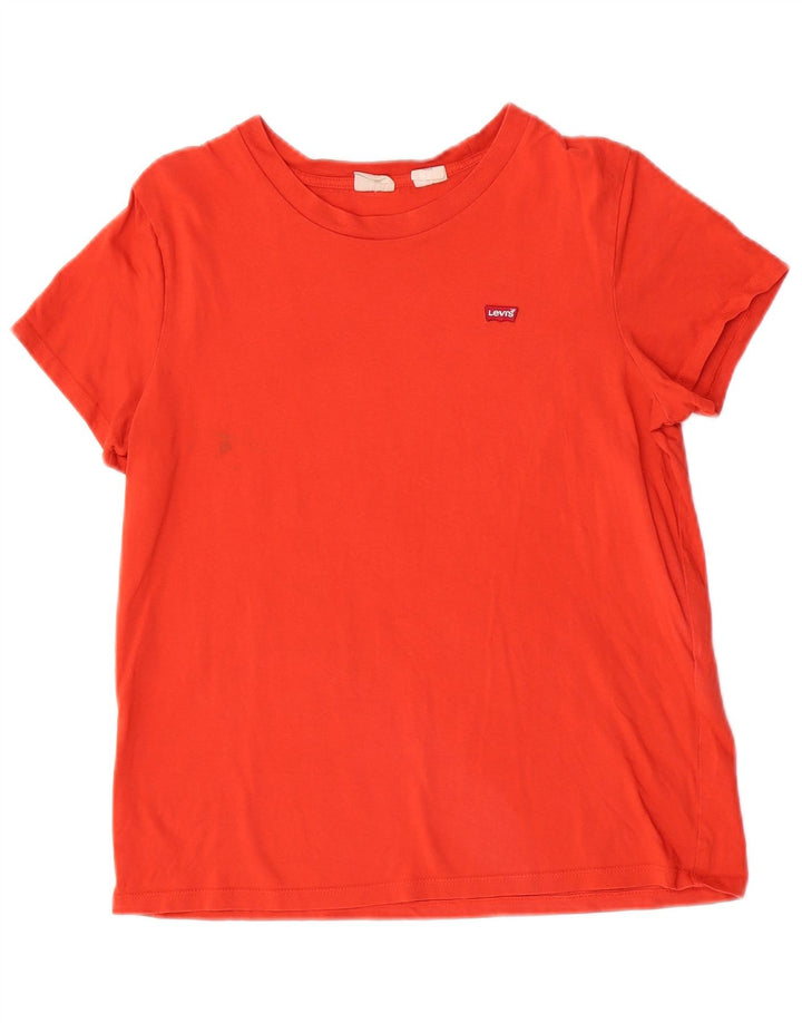 Levi's Damen T-Shirt Top UK 12 Mittelrote Baumwolle