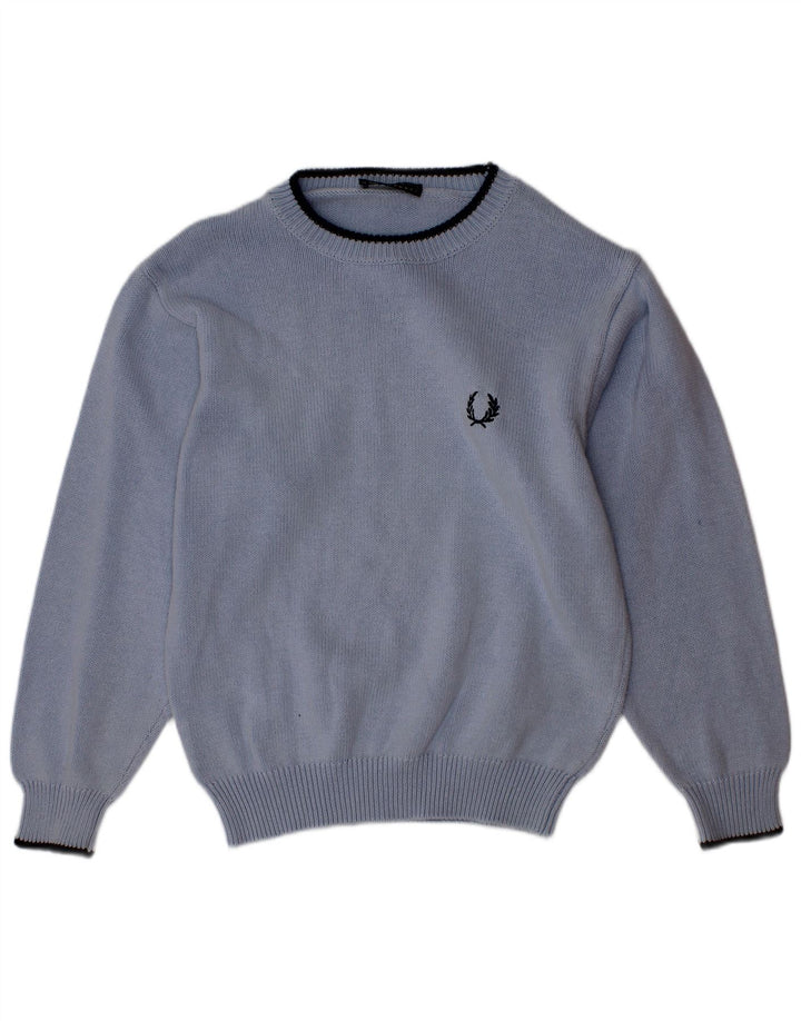 Fred Perry Jungen-Pullover mit Rundhalsausschnitt, 5–6 Jahre, blaue Baumwolle
