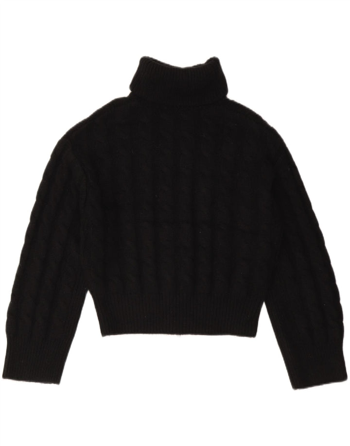 Cos Womens Crop Oversized Cardigan Pullover UK 10 Small Schwarze Wolle