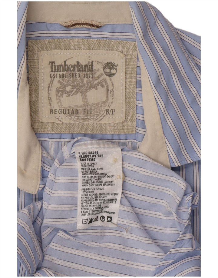 Timberland Herren-Hemd mit normaler Passform, klein, blau gestreift, Baumwolle