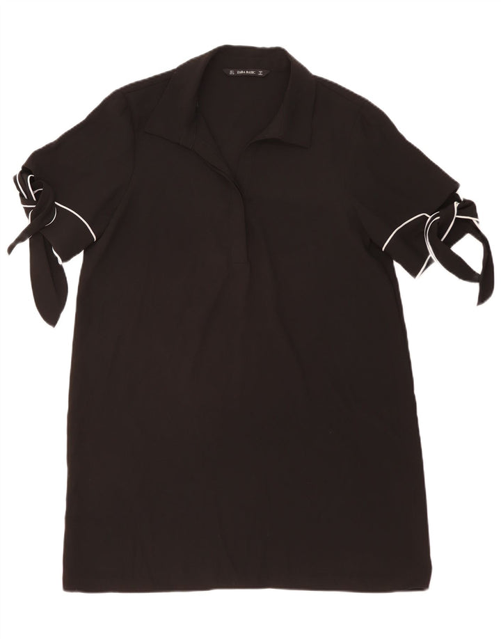 ZARA Damen Etuikleid UK 16 Large Schwarz Polyester