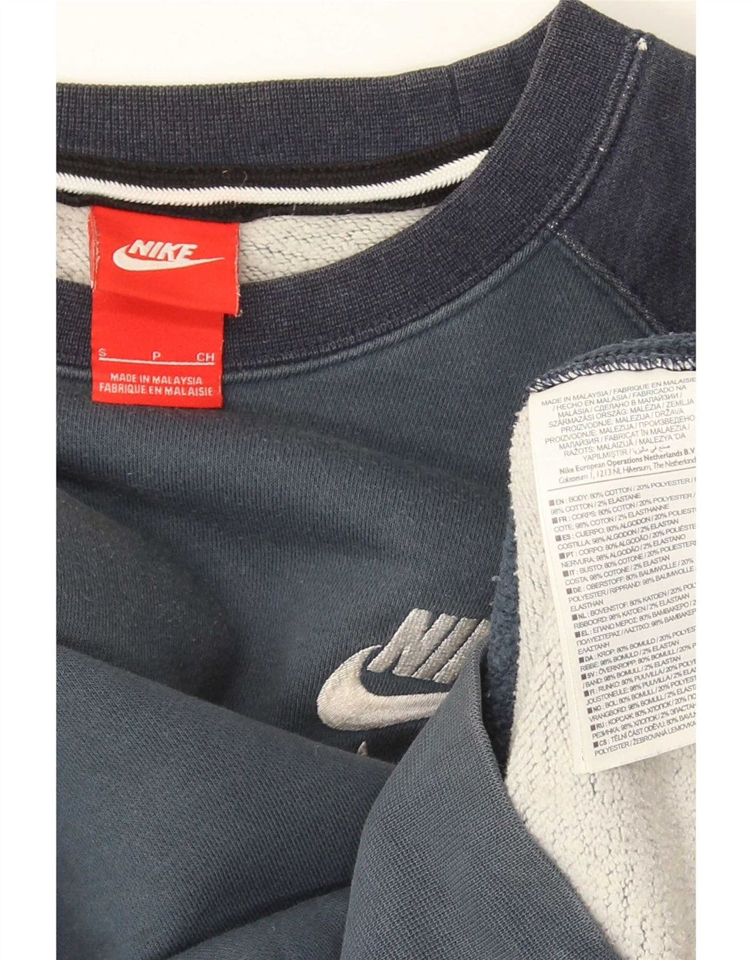 Nike Herren-Sweatshirt-Pullover, klein, marineblau, Colourblock-Baumwolle