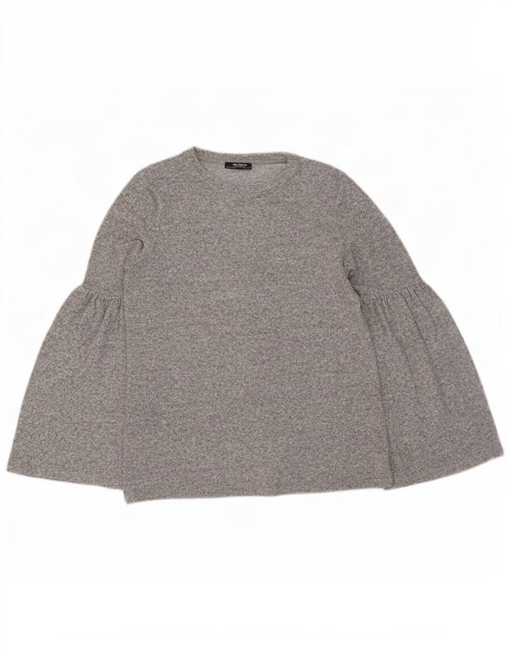 Zara Damen Trafaluc Top Langarm UK 10 Small Grau meliert