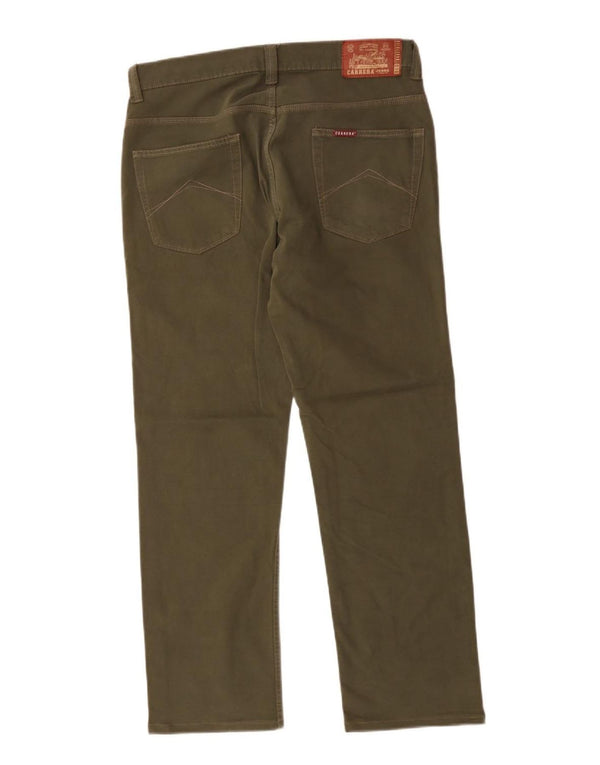 Carrera Mens 700 Straight Casual Trousers W34 L29 Khaki Cotton