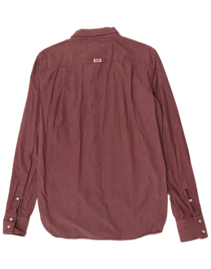 Superdry Herren-Hemd aus mittlerer Burgunder-Baumwolle