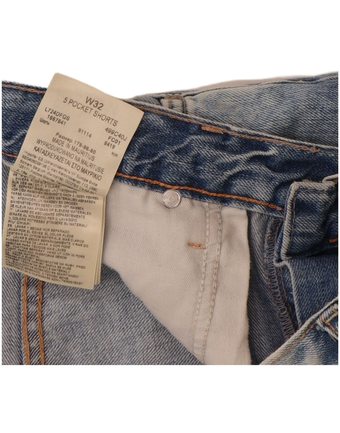 Lee Herren Jeansshorts W32 mittelblaue Baumwolle