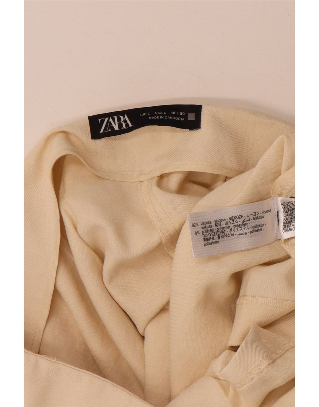 Zara Damen Bleistiftrock Large W34 Beige Viskose