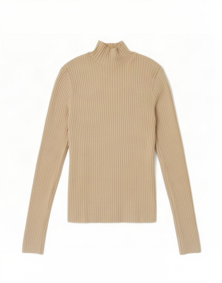 Zara Damen-Pullover mit Rollkragen, Gr. 12, mittelgrau, gebrochenes Weiß