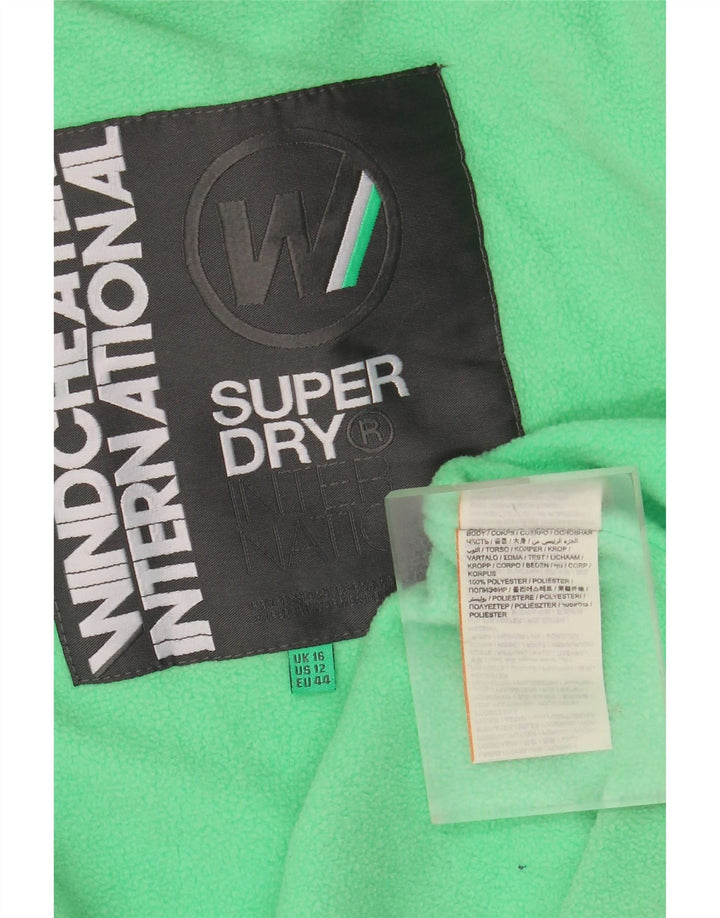 SUPERDRY Damen-Windbreakerjacke mit Kapuze, UK 16, Größe L, grau, Polyester