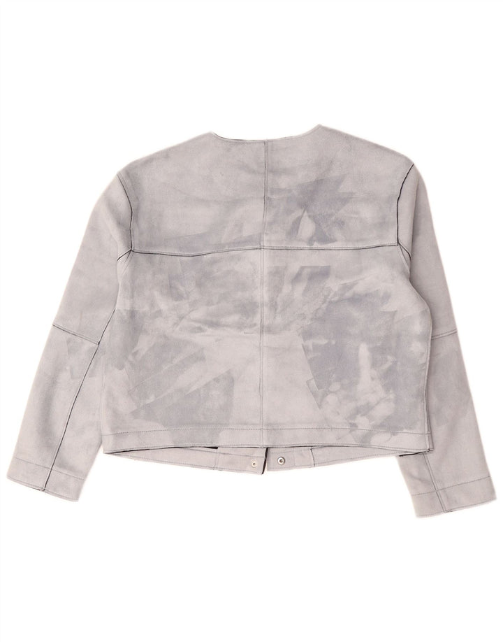 ZARA Damen Übergroße Crop Bomberjacke UK 10 Small Grau Polyester