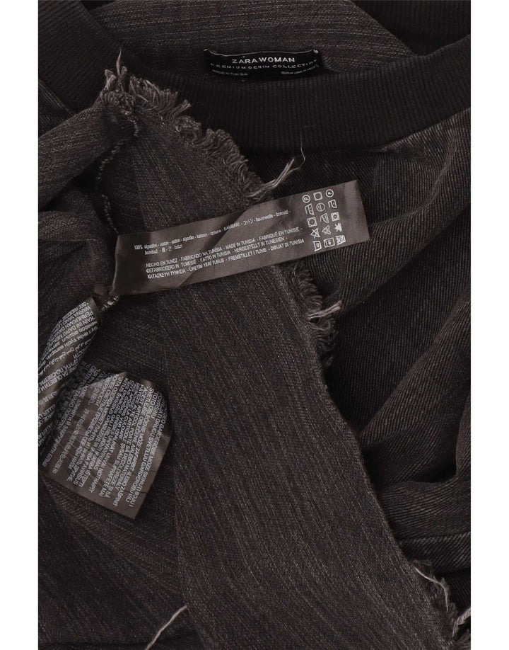Zara Damen Sweatshirt-Pullover UK 14 Mittelschwarze Baumwolle