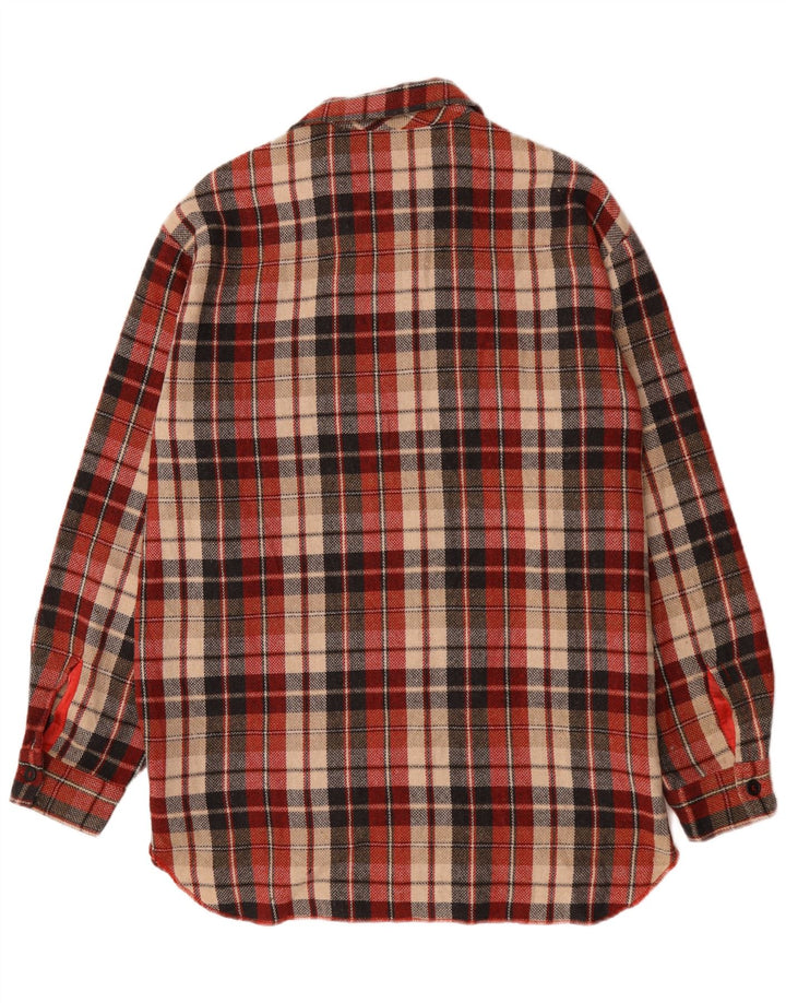 Benetton Damen-Overshirt, übergroßes Hemd, UK 18, XL, rot kariertes Polyester