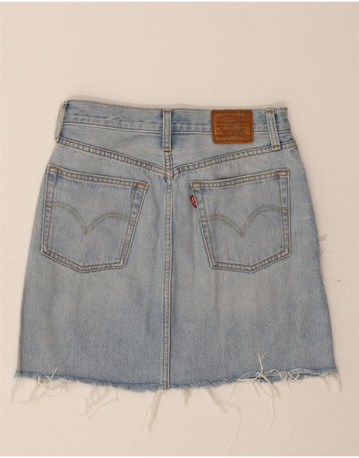 LEVI'S Womens Distressed Denim Skirt W26 Small Blue Cotton Vintage Levi's and Second-Hand Levi's from Messina Hembry 