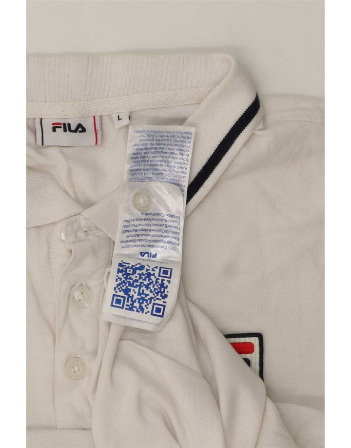 Fila Herren-Poloshirt, groß, weiß gestreift, Baumwolle