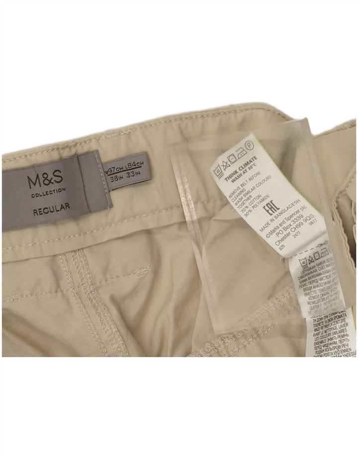 Marks & Spencer Herren-Cargohose, normal, W38, L33, Beige, Baumwolle