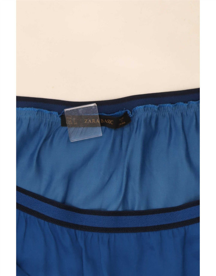 Zara Damen A-Linien-Rock, Größe L, W30, Blau