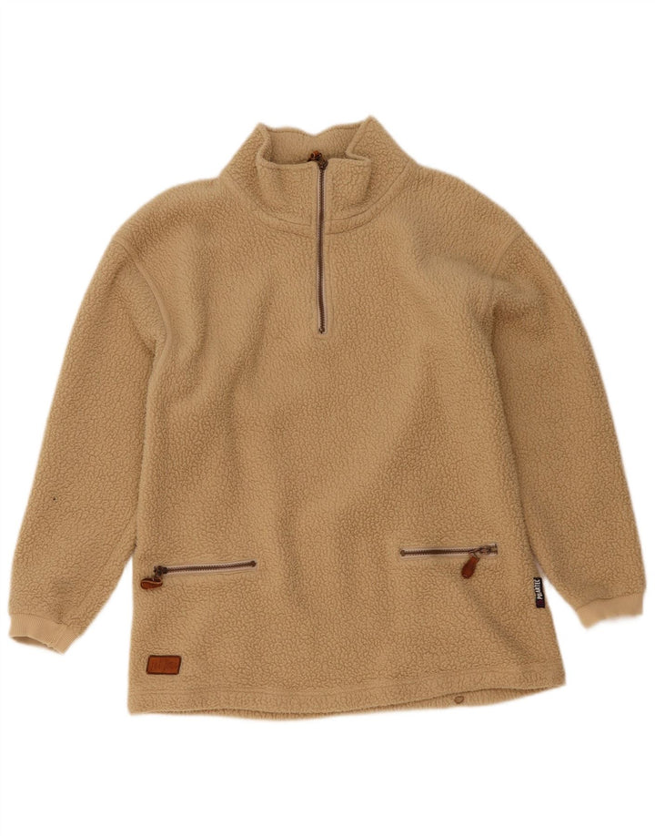 Fat Face Herren Polartec Fleece-Pullover mit Reißverschluss, Größe S, Beige, Polyester