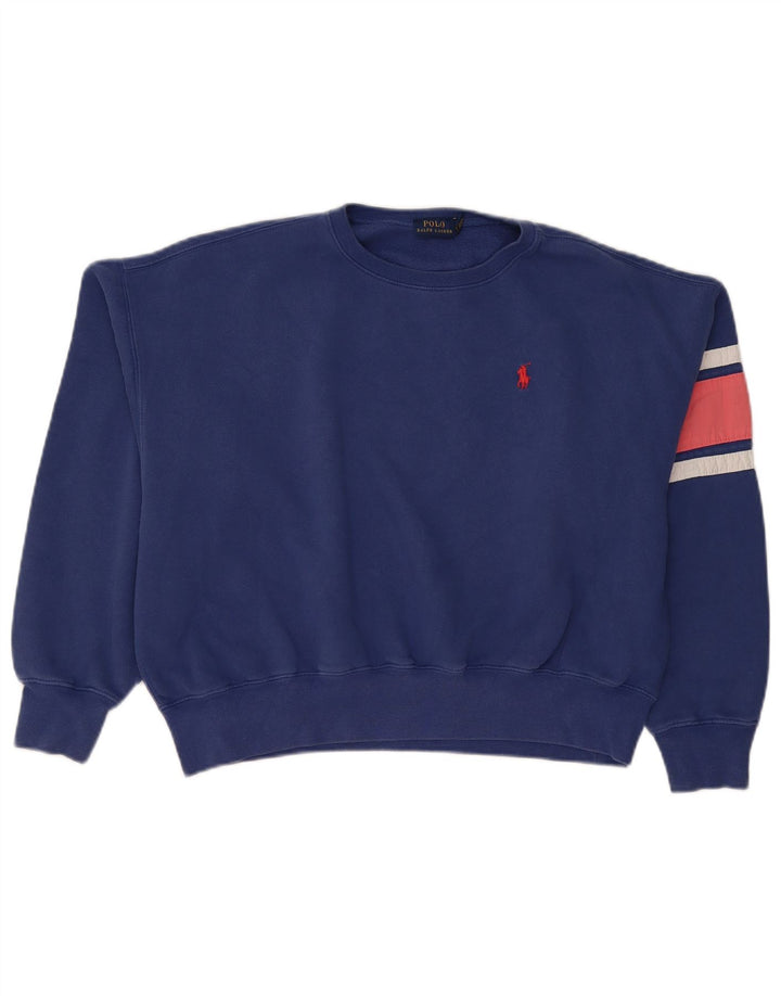 Polo Ralph Lauren Damen Grafik-Sweatshirt-Pullover UK 14 Mittelblau