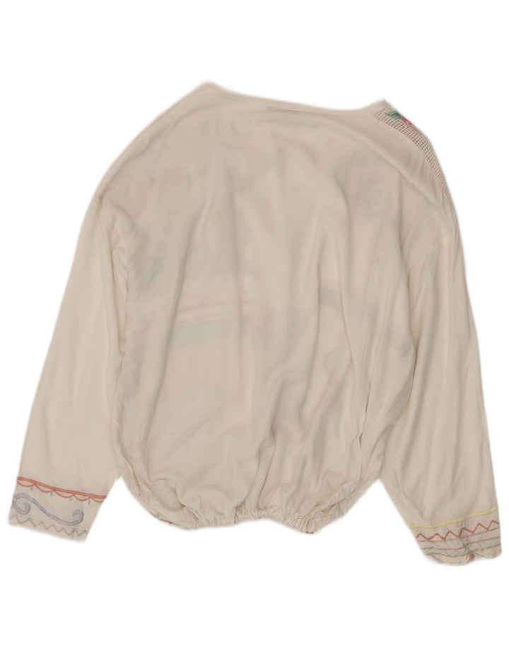 Together Womens Pullover Shirt UK 18 XL Off White Floral Viskose