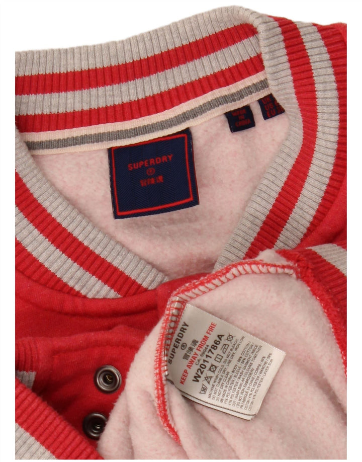 Superdry Damen Varsity Jacke UK 10 Small Rot Colourblock Baumwolle