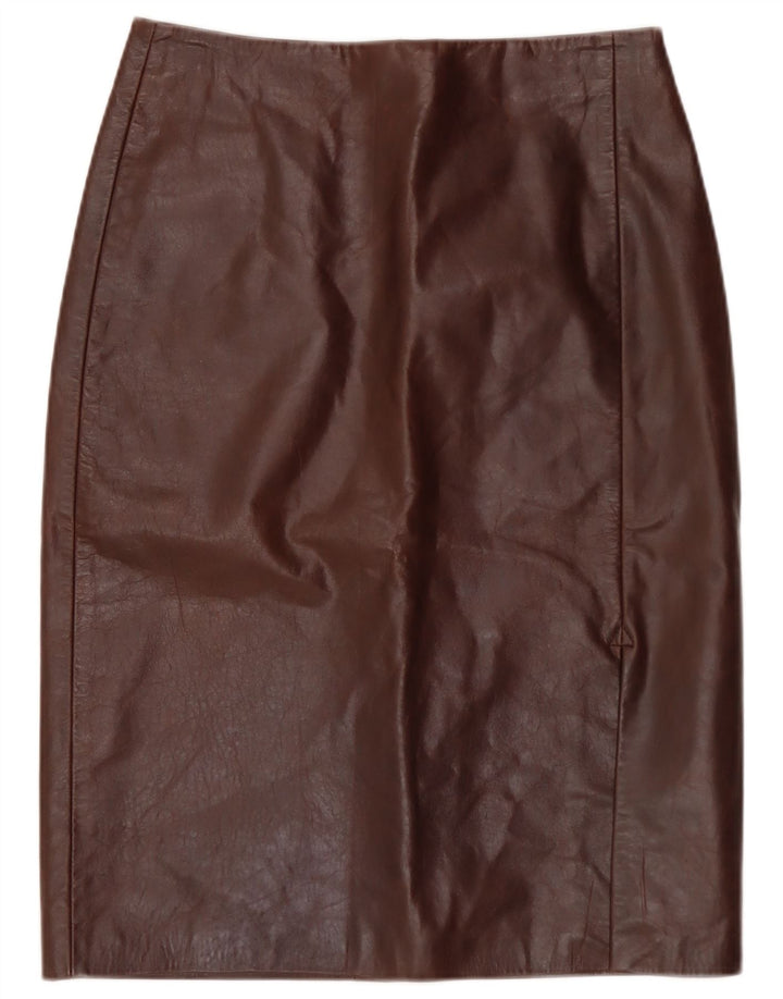 Vintage Damen Lederrock IT 40 Small W28 Braunes Leder