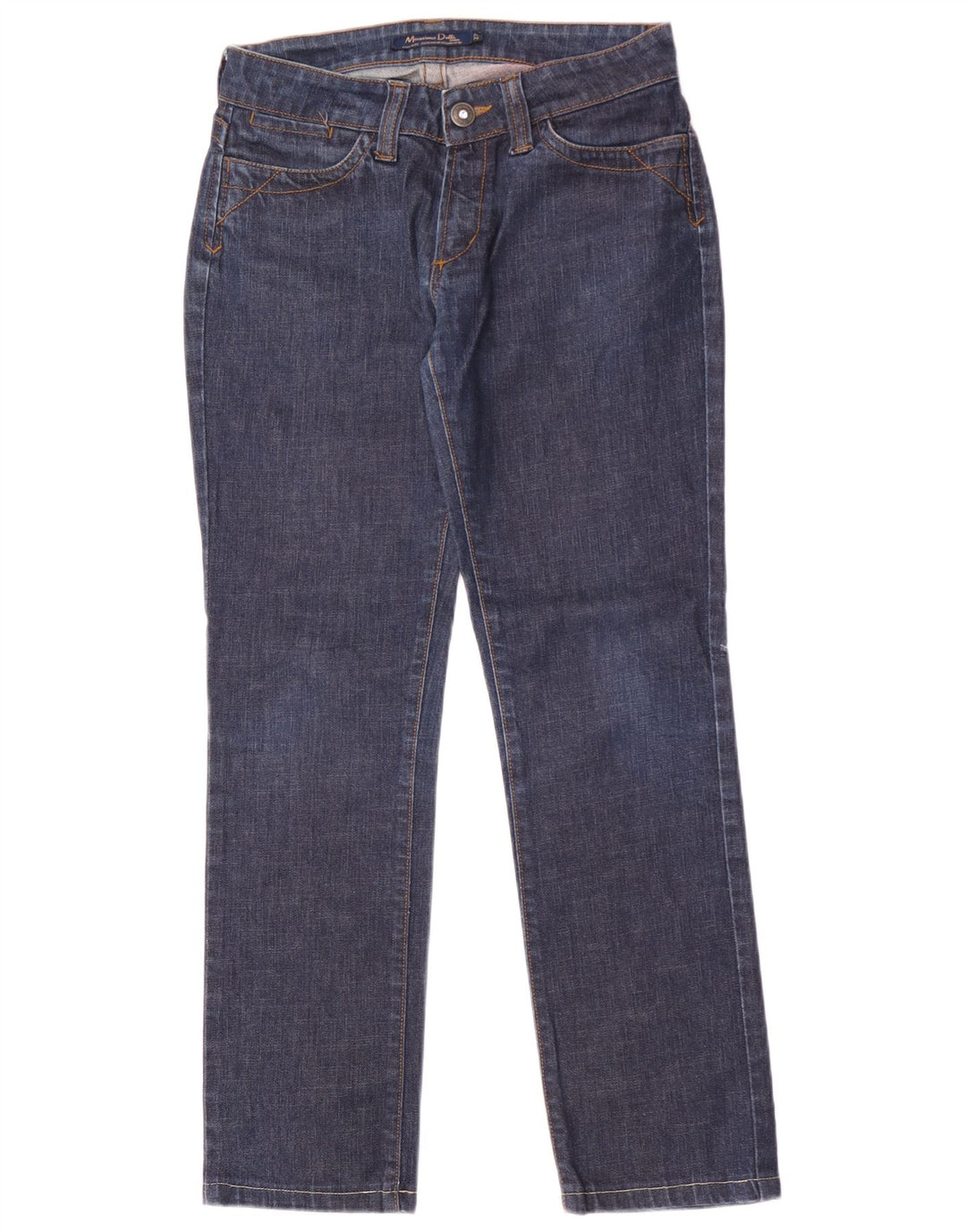 Massimo Dutti Damen Straight Jeans W27 L29 Marineblaue Baumwolle