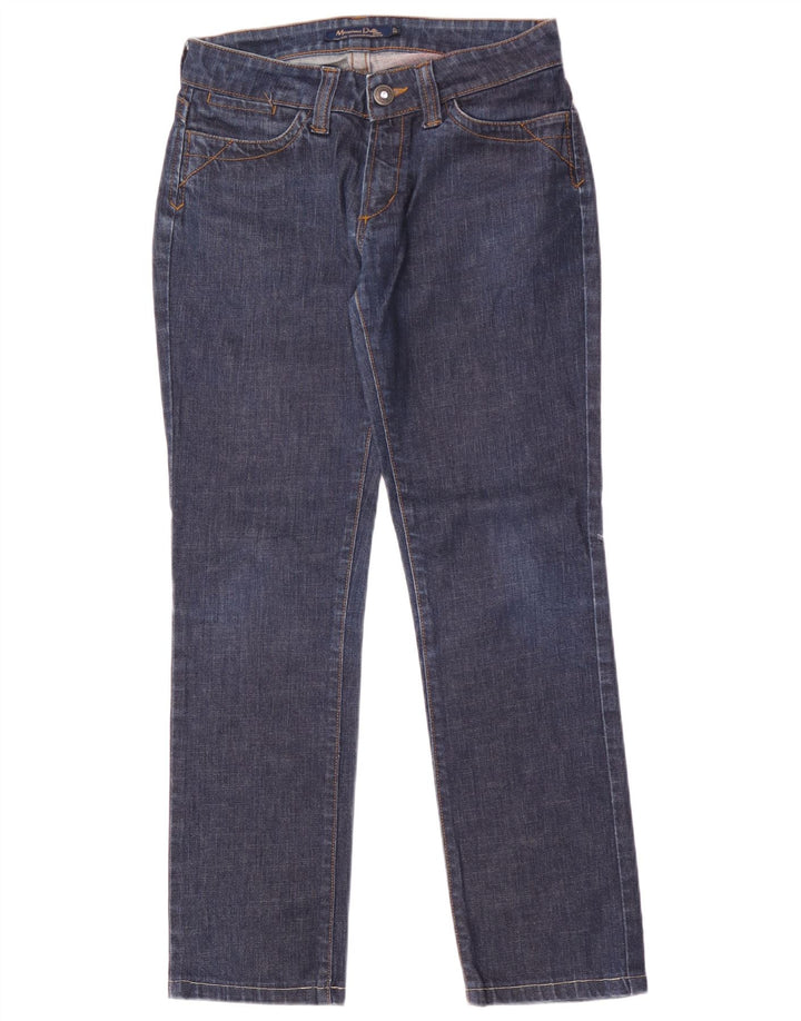 Massimo Dutti Damen Straight Jeans W27 L29 Marineblaue Baumwolle