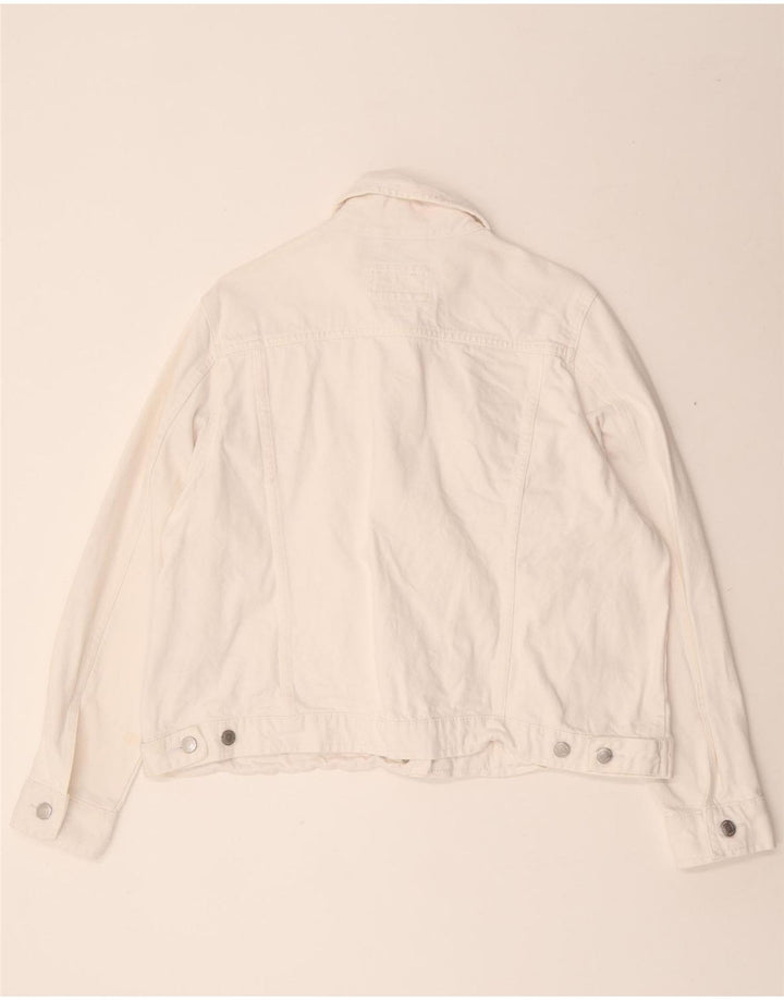 Marks & Spencer Damen Jeansjacke UK 18 XL Weiße Baumwolle