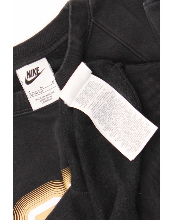 Nike Jungen-Sweatshirt mit Grafik, 10–11 Jahre, mittelgroß, schwarze Baumwolle