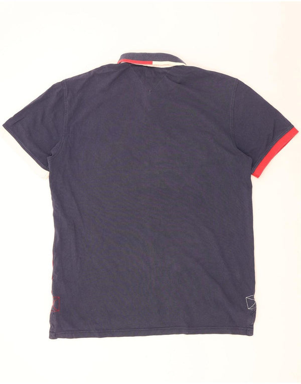 Tommy Hilfiger Herren-Poloshirt mit grafischer Passform, XL, Marineblau, Farbblock