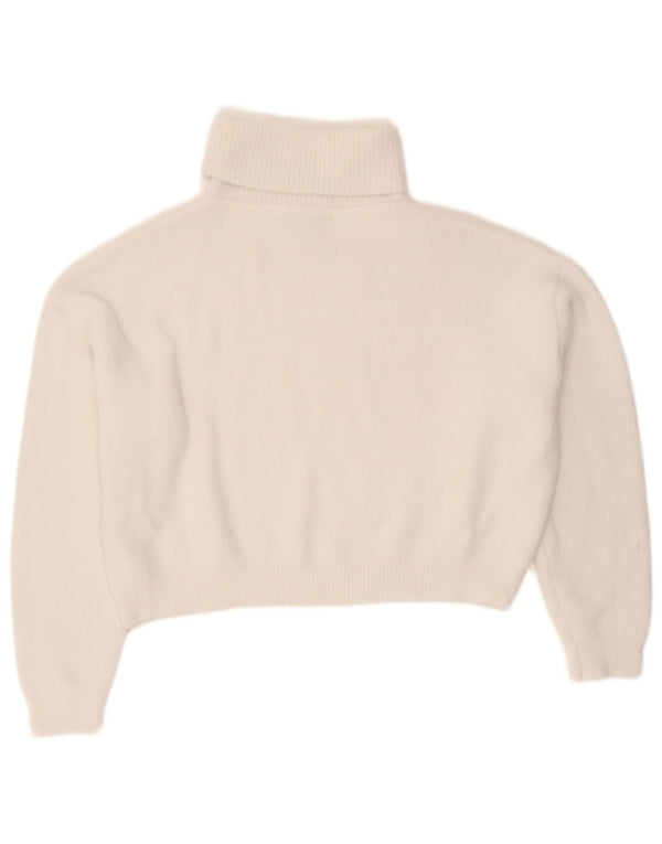 Zara Damen Relaxed Fit Crop Rollkragenpullover Pullover UK 14 Mittelweiß