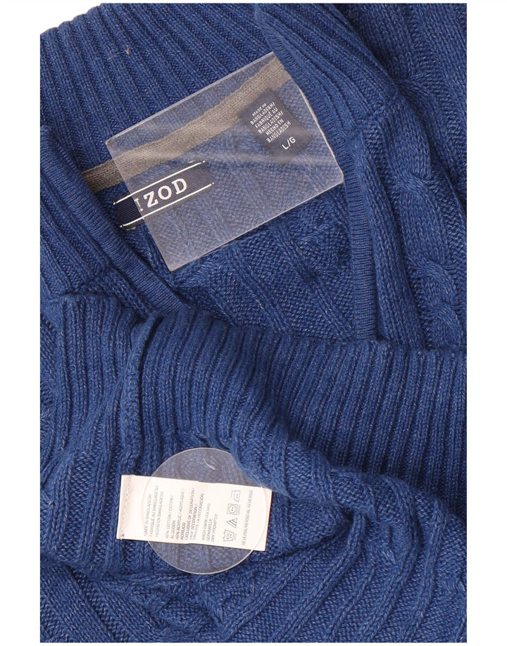 Izod Herren-Pullover mit Reißverschluss am Hals, groß, aus blauer Baumwolle