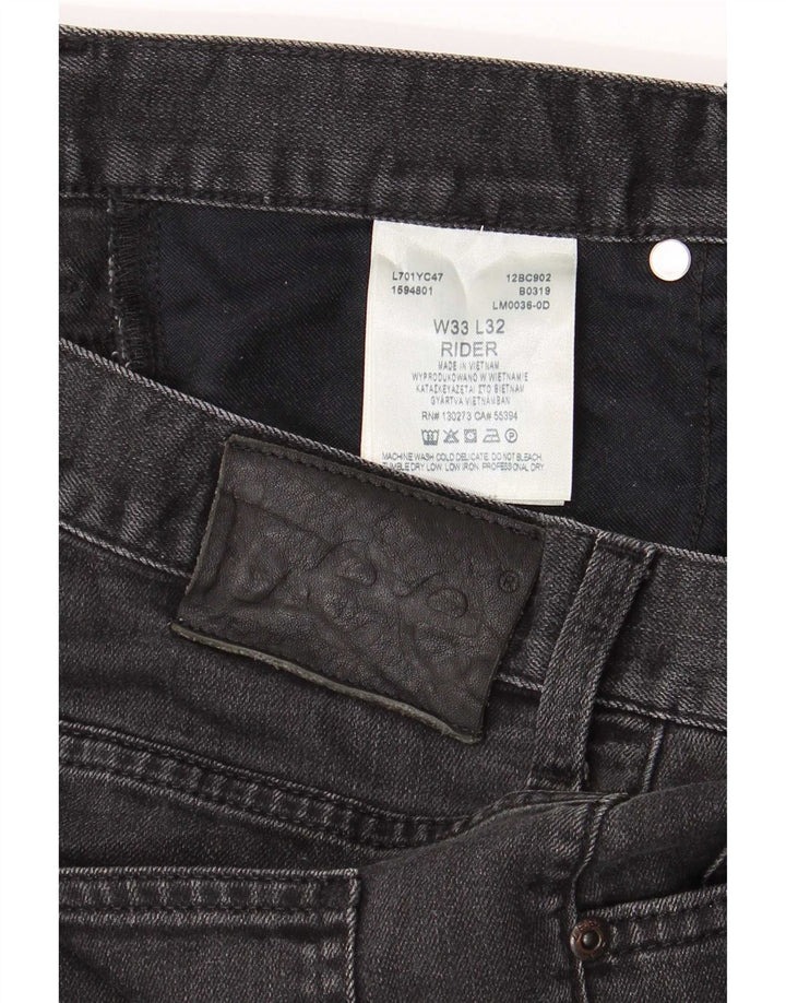 Lee Herren Rider Straight Jeans W33 L29 Graue Baumwolle
