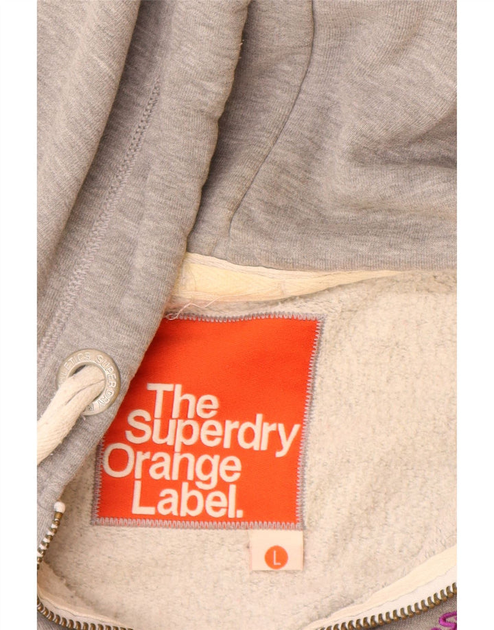 Superdry Damen Zip Hoodie Pullover UK 14 Large Grau Polyester