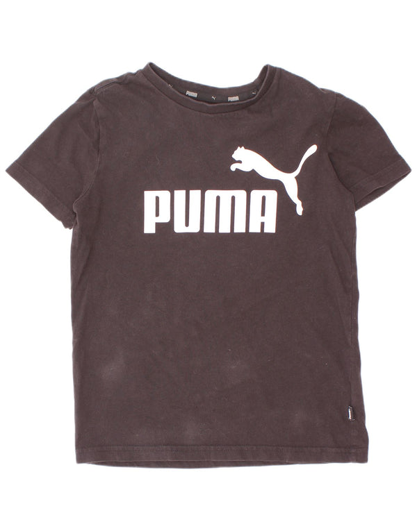 Puma Jungen T-Shirt mit Grafik, 9–10 Jahre, schwarze Baumwolle